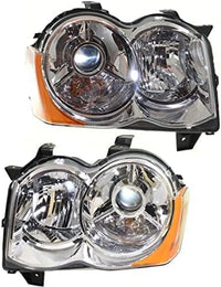 Set Of 2 Front Head Light Lens And Housing Right Passenger & Left Driver Side Direct Replacement Compatible With 2008-2010 Jeep Grand Cherokee CH2518129 CH2519129 55157485AG