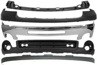 Front Bumper Chrome Steel + Upper Cover Primed + Bracket + Lower Valance + Extension Textured Direct Replacement Compatible With GMC Sierra 1500 2007-13 GM1015100 GM1092211 GM1014102
