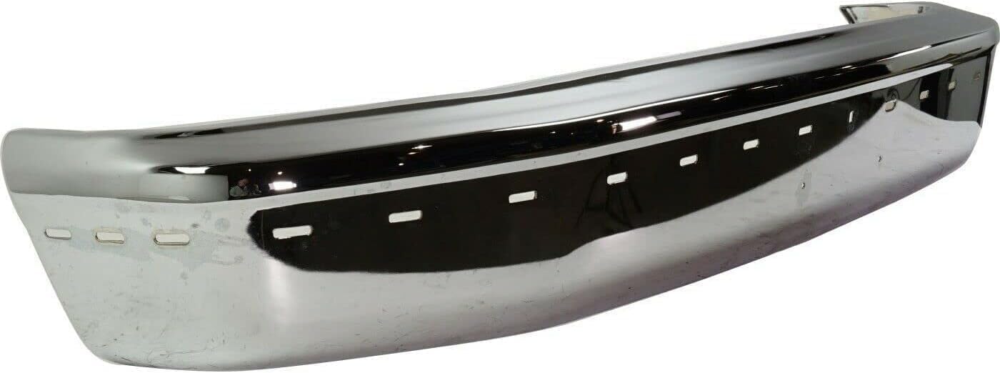 Front Bumper Chrome without Air Holes + Molding + Lower Valance Panel Textured Direct Replacement Compatible With Ford F-150 / Bronco 1992-1996 FO1002237 FO1057220 FO1095154