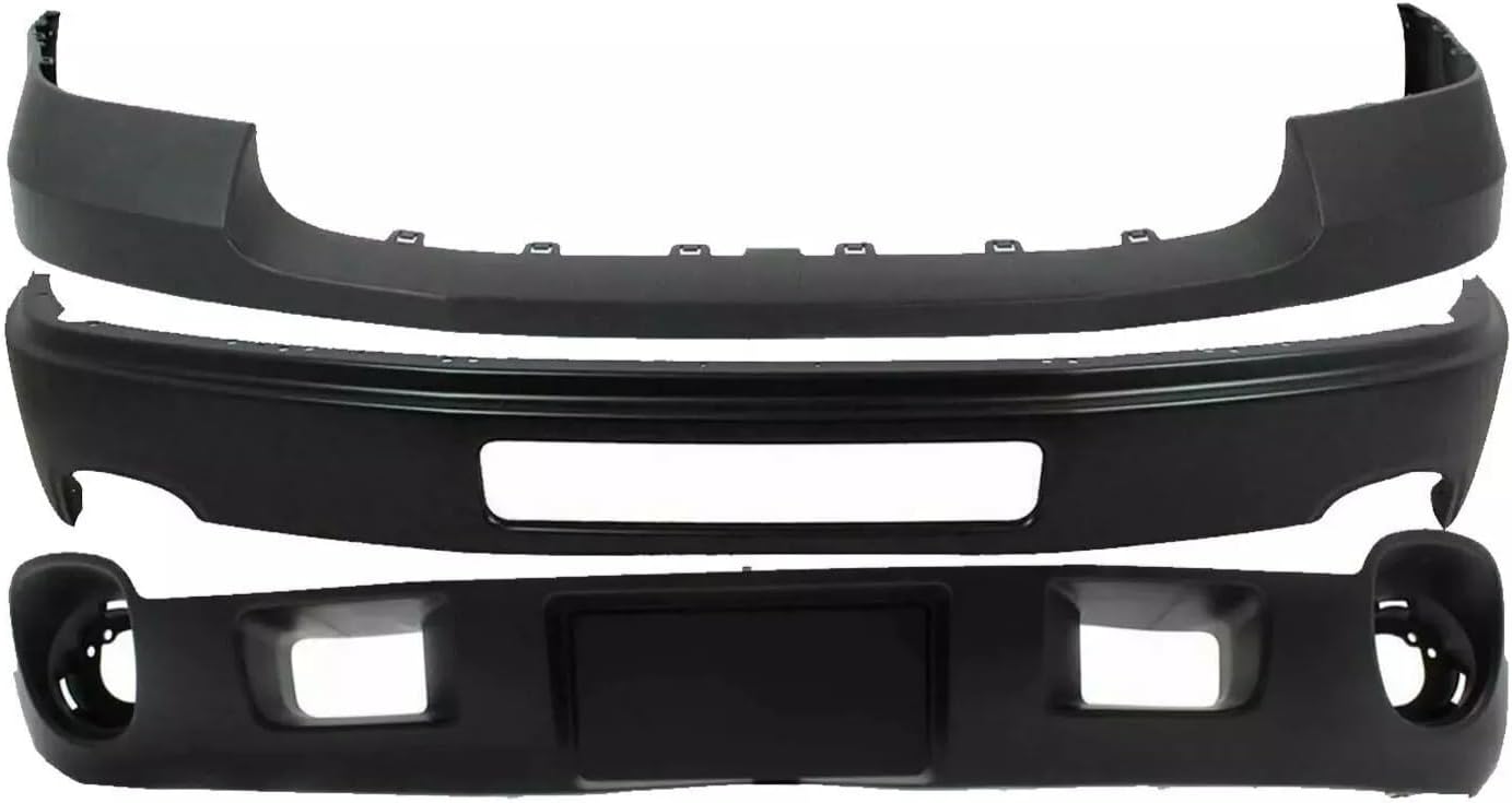 Front Bumper Cover Face Bar Steel + Upper Cover Primed + Lower Valance Air Deflector Textured Direct Replacement Compatible With 2011-2014 GMC Sierra 2500HD 3500 GM1014105 GM1002840