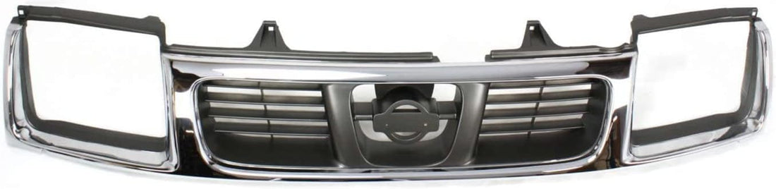 Front Grille Chrome Shell & Black Insert Direct Replacement Compatible With 1998-2000 Nissan Frontier NI1200183 623103S510