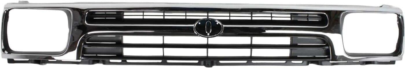 Grille Chrome Shell with Painted Black Insert Direct Replacement Compatible With 1992-1995 Toyota Pickup TO1200128 5311135070