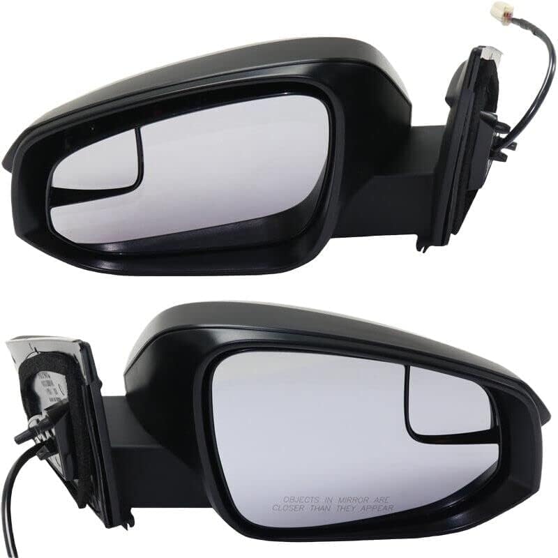 Set Of 2 Front Power Mirror Manual Folding Non-Heated Textured Plastic Right Passenger & Left Driver Side Direct Replacement Compatible With 2016-2018 Toyota RAV4 TO1320345 TO1321345