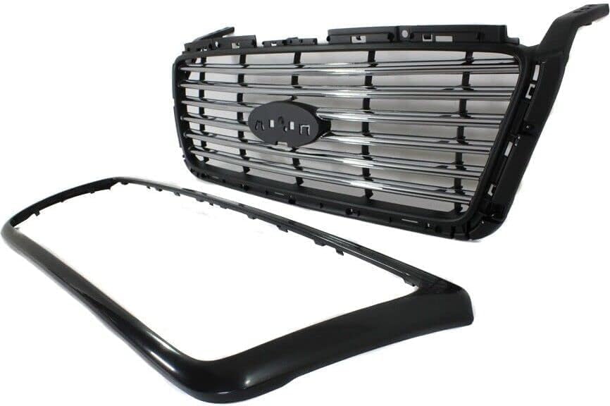Front Grille Primed Shell And Chrome Billet Style Bar Insert Direct Replacement Compatible With 2006-2008 Ford F-150 FO1200517 6L3Z8200APTM
