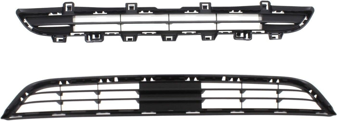Front Bumper Center Upper + Lower Grille Textured Plastic Direct Replacement Compatible With 2015-2017 BMW X3 BM1036163 BM1036161 51117338476 51117338493