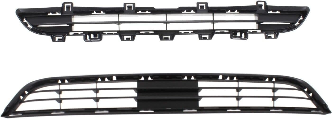 Front Bumper Center Upper + Lower Grille Textured Plastic Direct Replacement Compatible With 2015-2017 BMW X3 BM1036163 BM1036161 51117338476 51117338493
