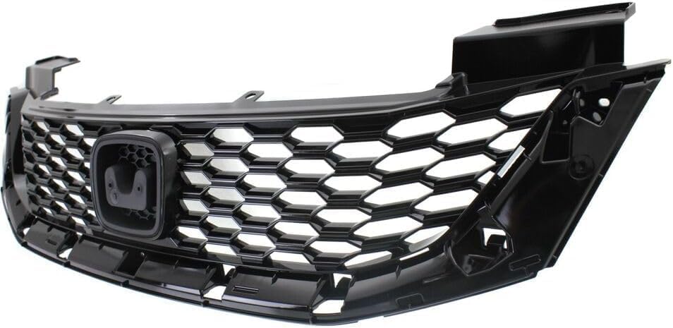Front Bumper Upper Grille Painted Black Shell And Insert Direct Replacement Compatible With 2013-2015 Honda Accord HO1200217 71121T3LA01