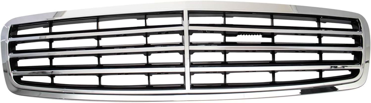 Front Grille Assembly Chrome Shell And Painted Black Insert Plastic Direct Replacement Compatible With 2001-2007 Mercedes Benz C-Class MB1200143 20388002239040
