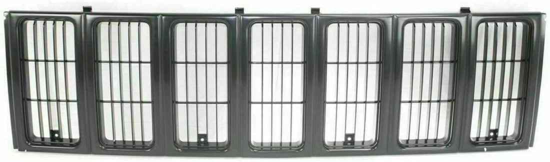 Front Bumper Upper Grille + Head Lamp Door Bezel Primed Left Driver & Right Passenger Side Direct Replacement Compatible With 1997-2001 Jeep Cherokee CH1200208 CH2512157 CH2513157