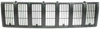 Front Bumper Upper Grille + Head Lamp Door Bezel Primed Left Driver & Right Passenger Side Direct Replacement Compatible With 1997-2001 Jeep Cherokee CH1200208 CH2512157 CH2513157