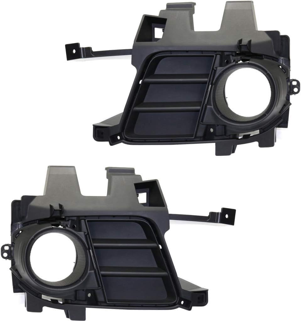 Front Bumper Cover Primed Plastic + Upper & Lower Grille + Fog Light + Trim & Molding Left Driver & Right Passenger Side Direct Replacement Compatible With 2011-2014 Acura TSX