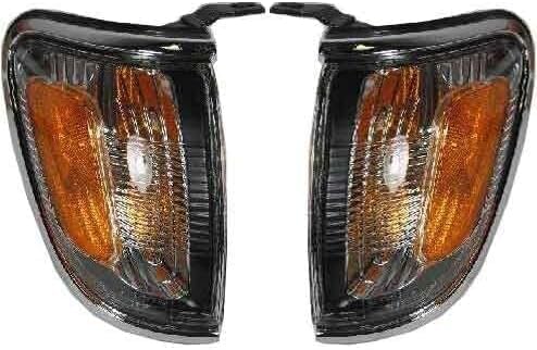 Set Of 2 Front Corner Light Assembly With Chrome Trim Right Passenger & Left Driver Side Direct Replacement Compatible With 2001-2004 Toyota Tacoma TO2521161 TO2520161 8161004080