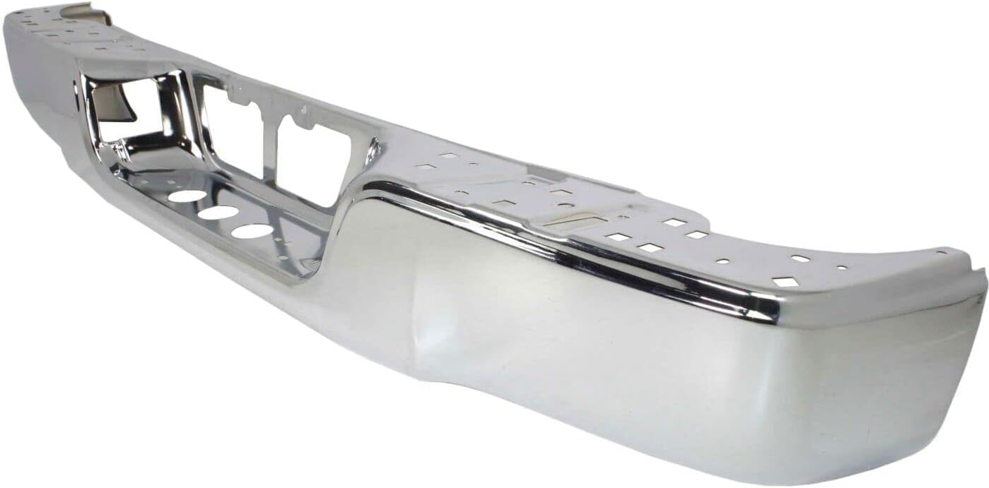AUTOS PARTS PLUS Rear Bumper Face Bar Chrome Steel + Step Pad Textured + Extensions Right Passenger & Left Driver Side Direct Replacement Compatible With 2007-2013 Toyota Tundra TO1102244 TO1191101