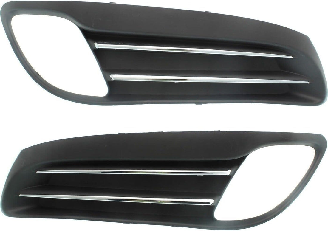 Set Of 2 Front Fog Light Molding Primed With Chrome Trim Left Driver & Right Passenger Side Direct Replacement Compatible With 2010-2012 Hyundai Genesis HY1038123 HY1039123
