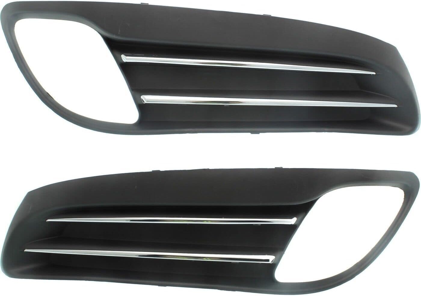 Set Of 2 Front Fog Light Molding Primed With Chrome Trim Left Driver & Right Passenger Side Direct Replacement Compatible With 2010-2012 Hyundai Genesis HY1038123 HY1039123