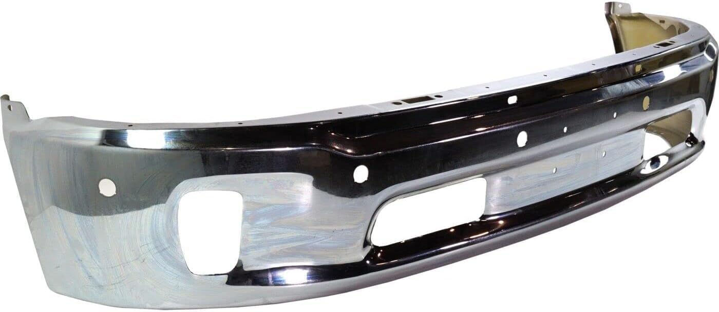 Front Bumper Steel Chrome Steel + Upper Cover Fascia Primed + Brackets Left Driver & Right Passenger Side Direct Replacement Compatible With 2014-2018 Ram 1500 CH1002402 CH1014108