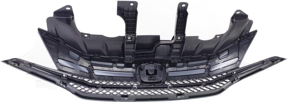 Front Grille Textured Insert With Chrome Molding Direct Replacement Compatible With 2014-2015 Honda Civic HO1200221 71120TS8A51