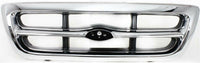 Front Grille Chrome Shell & Insert + Headlights Assembly + Corner Lamps Left Driver & Right Passenger Side Direct Replacement Compatible With 1998-2000 Ford Ranger FO1200340 FO2520144