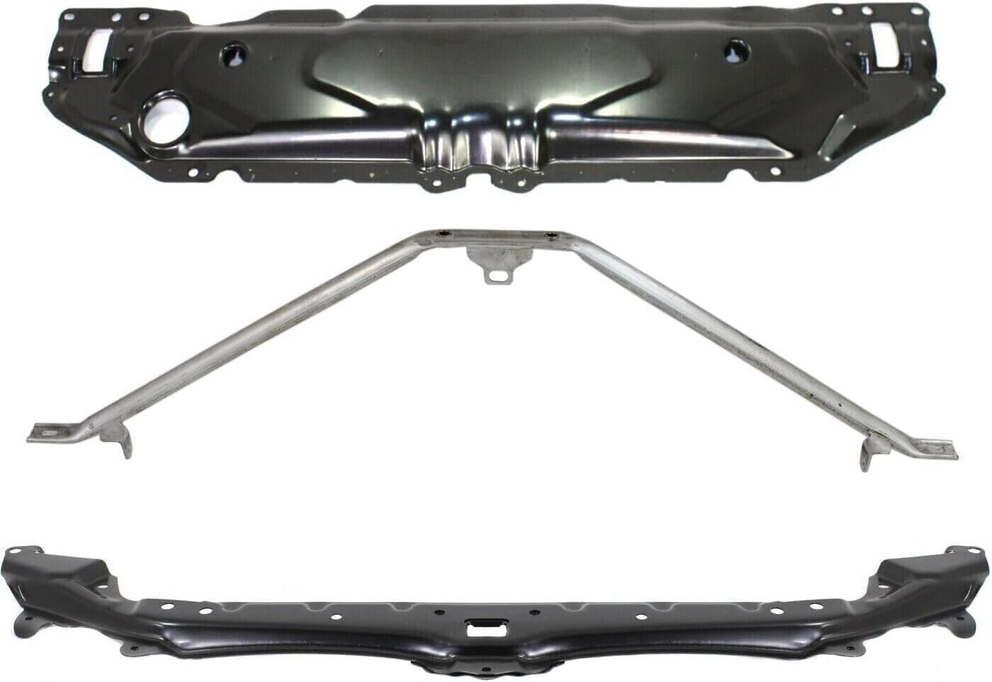 Front Radiator Support Black Aluminum + Lower Center Panel Steel Direct Replacement Compatible With 2004-2010 BMW 5-Series BM1225114 BM1225124 51647033745 51647163462