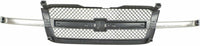 Front Bumper Chrome Steel + Grille + Upper Cover + Lower Valance Textured Direct Replacement Compatible With 2003-2006 Chevrolet Silverado 2500HD 3500 GM1051109 GM1200489 GM1002416
