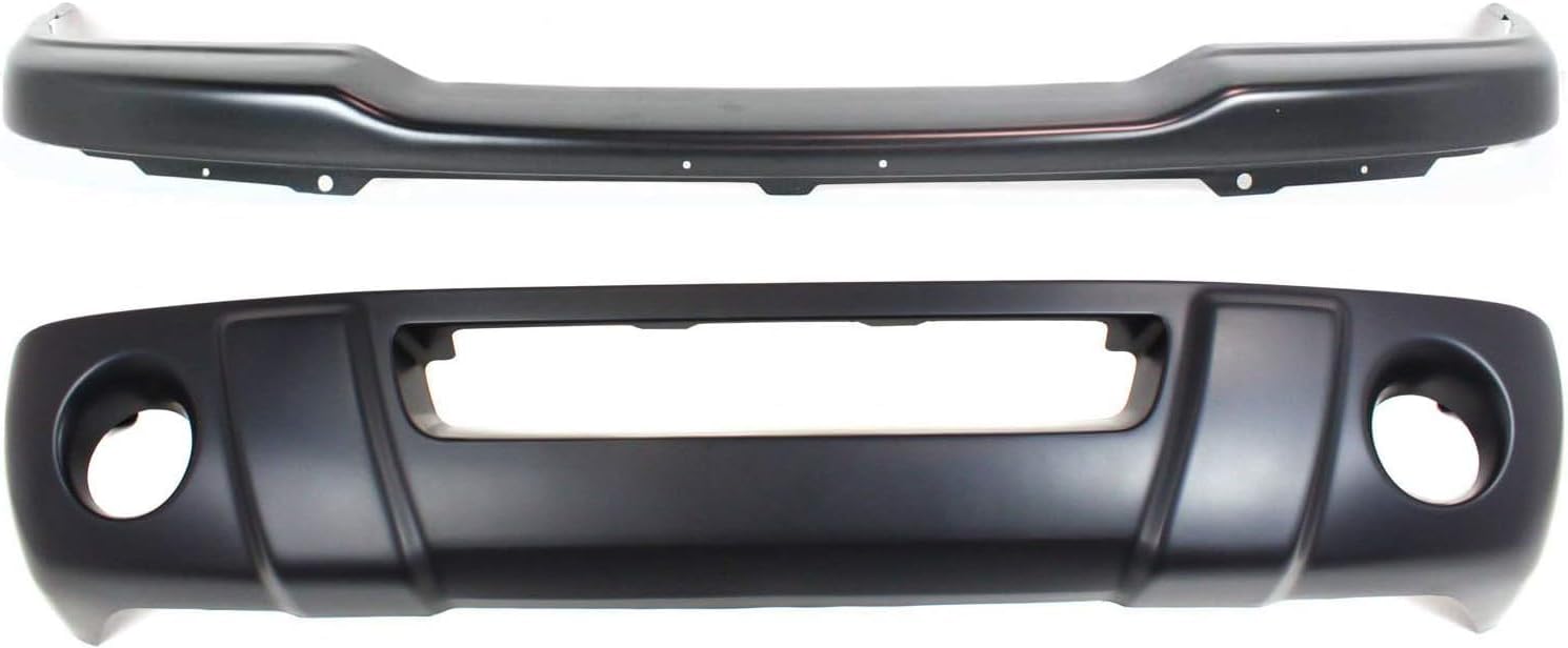 Front Bumper Steel + Lower Valance Panel Primed Plastic With Fog Light Holes Direct Replacement Compatible With Ford Ranger Edge 2001-2003 FO1002380 FO1095189 1L5Z17626CAD 1L5Z17757JA
