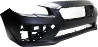 Front Bumper Cover Primed Plastic + Lower Center Grille Direct Replacement Compatible With 2015-2017 Subaru WRX