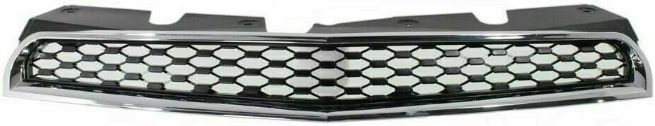 Front Bumper Upper & Lower Grille Chrome Shell & Insert + Support Bracket Direct Replacement Compatible With 2010-2015 Chevrolet Equinox GM1041121 GM1200622 GM1200621 23507949