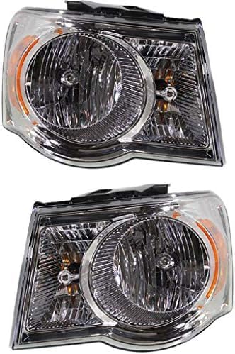 Set Of 2 Front Head Light Assembly Plastic Left Driver & Right Passenger Side Direct Replacement Compatible With 2007-2009 Chrysler Aspen CH2502179 CH2503179