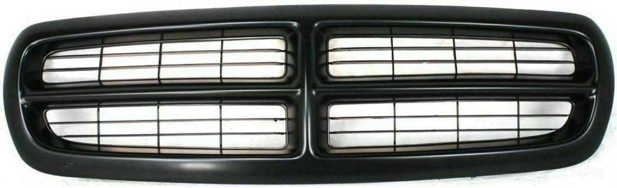 Front Bumper Upper Cover Primed + Lower Valance Textured + Grille + Fog Lights Left Driver & Right Passenger Side Direct Replacement Compatible With 1997-2000 Dodge Dakota CH1000240