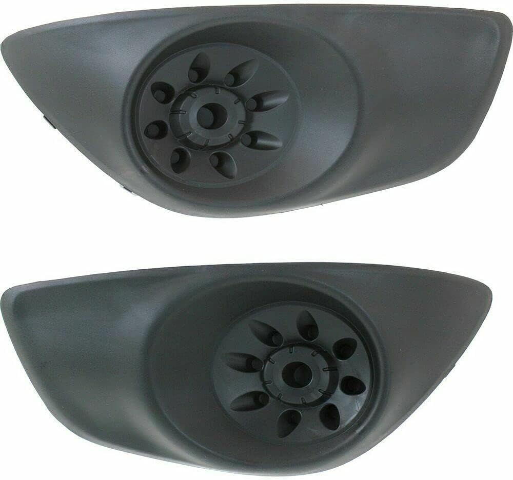 Front Bumper Cover Primed Plastic + Lower Grille Textured + Fog Light Cover Left Driver & Right Passenger Side Direct Replacement Compatible With 2010-2012 Hyundai Santa Fe