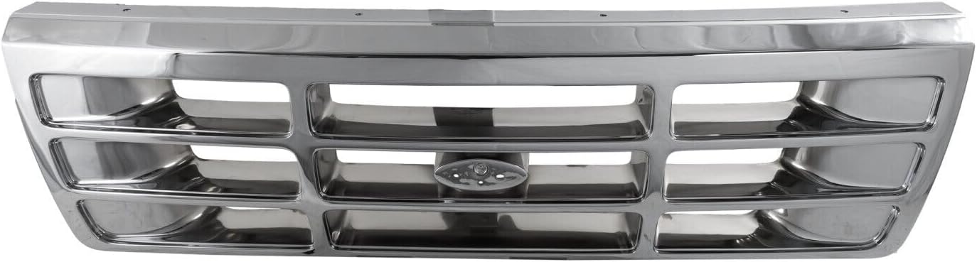 AUTOS PARTS PLUS Front Grille Chrome Shell & Plastic Insert + Bezels + Head Lamp + Signal & Corner Light Left Driver & Right Passenger Side Direct Replacement Compatible With 1992-1997 Ford F-Series