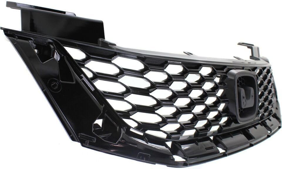 Front Bumper Upper Grille Painted Black Shell And Insert Direct Replacement Compatible With 2013-2015 Honda Accord HO1200217 71121T3LA01