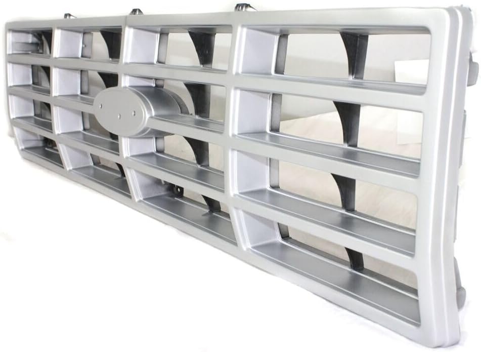 Front Grille Silver Shell & Black Insert Direct Replacement Compatible With 1982-1986 Ford F-Series FO1200117 E3TZ8200F