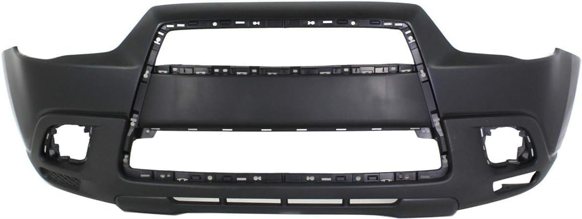 Front Bumper Cover Primed Plastic + Upper & Lower Grille + Chrome Molding Direct Replacement Compatible With 2011-2012 Mitsubishi Outlander/RVR