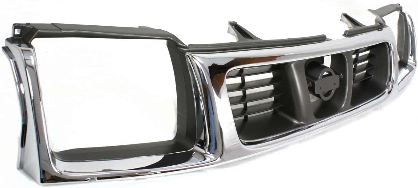 Front Grille Chrome Shell & Black Insert Direct Replacement Compatible With 1998-2000 Nissan Frontier NI1200183 623103S510