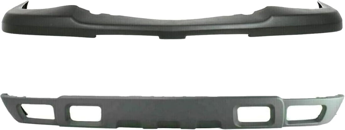 Front Bumper Upper Cover Textured + Lower Valance With Fog Light Holes Direct Replacement Compatible With 2003-2006 Chevrolet Silverado 1500 GM1092173 GM1051110 10397999 15139805