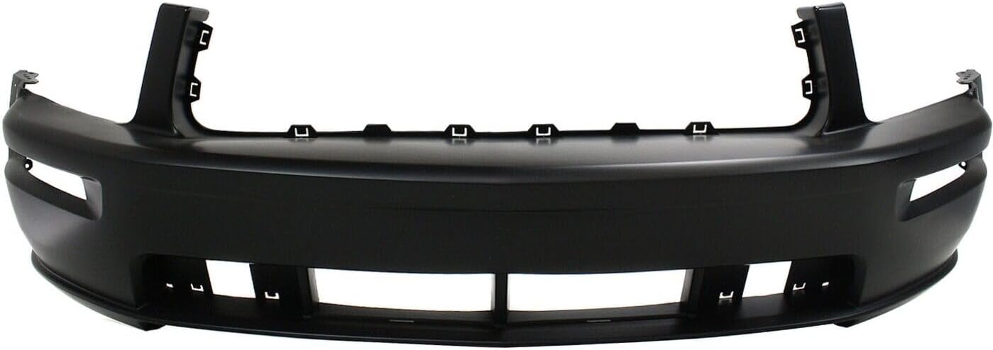 Front Bumper Cover Primed + Upper Grille Black Shell With Honeycomb Insert + Lower Textured Gray Direct Replacement Compatible With 2005-2009 Ford Mustang FO1000575 FO1200422