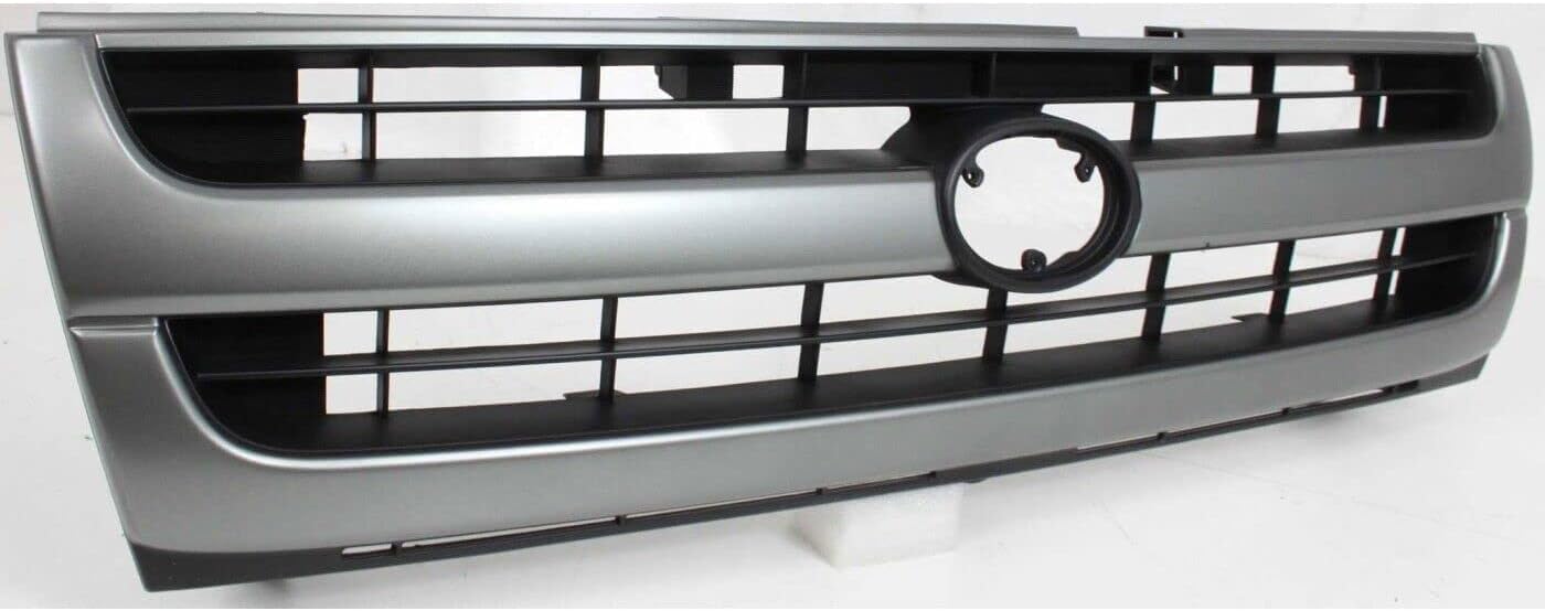 AUTOS PARTS PLUS Front Grille Silver Shell With Painted Black Insert + Headlights + Corner Lamps Assembly Left Driver & Right Passenger Side Direct Replacement Compatible With 1997-2000 Toyota Tacoma
