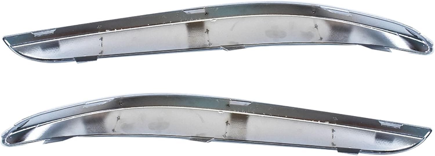 Set Of 2 Front Bumper Molding Chrome Plastic Left Driver & Right Passenger Side Direct Replacement Compatible With 2011-2014 Chrysler 300 CH1046103 CH1047103 68127940AB 68127941AB