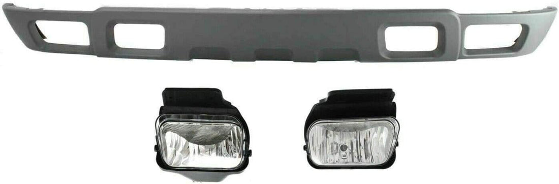 Front Bumper Lower Valance Air Deflector + Fog Lights Left Driver & Right Passenger Side Direct Replacement Compatible With 2004-2006 Chevrolet Silverado 1500 2500HD 3500 GM1092204