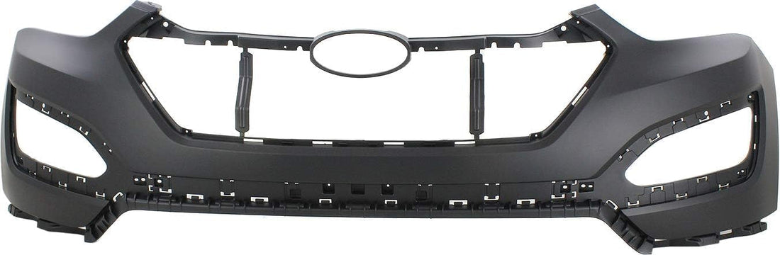 Front Bumper Cover Primed Plastic + Valance + Upper & Lower Grille + Center Molding + Skid Plate Direct Replacement Compatible With 2013-2016 Hyundai Santa Fe Sport