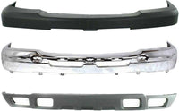 Front Bumper Face Bar Chrome Steel + Upper Cover + Lower Valance with Fog Light Holes Textured Direct Replacement For 2003-2006 Chevrolet Silverado 2500HD 3500 GM1051109 GM1002416