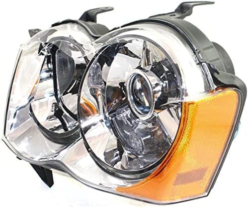 Set Of 2 Front Head Light Lens And Housing Right Passenger & Left Driver Side Direct Replacement Compatible With 2008-2010 Jeep Grand Cherokee CH2518129 CH2519129 55157485AG