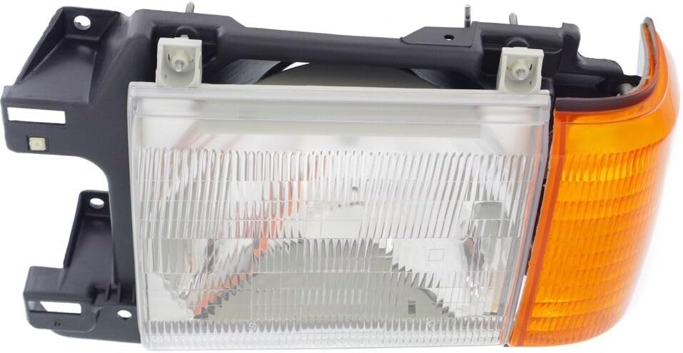 Set Of 2 Front Head Light With Side Marker Lamp Without Trim Left Driver & Right Passenger Side Direct Replacement Compatible With 1987-1991 Ford F-Series FO2503104 FO2502104