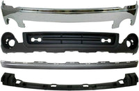 Front Bumper Chrome Steel + Lower Valance Air Deflector + Extension Textured + Cover Bracket Direct Replacement Compatible With GMC Sierra 1500 2007-2013 GM1015100 GM1092211 GM1002833