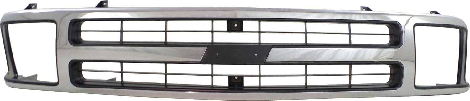 Front Grille Assembly Chrome Shell With Black Insert Direct Replacement Compatible With 1995-1997 Chevrolet Blazer GM1200383 15672329