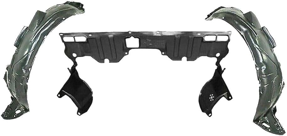 AUTOS PARTS PLUS Front Engine Splash Shield Under Cover + Fender Liners Left Driver & Right Passenger Side Direct Replacement Compatible With 2006-2011 Honda Civic HO1228112 HO1248130 HO1249130
