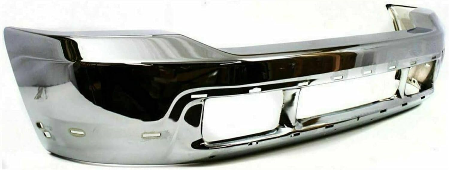AUTOS PARTS PLUS Front Bumper Chrome Steel With Lower Cover Holes Direct Replacement Compatible With 1999-2004 Ford F-Series Super Duty FO1002375 3C3Z17757BA