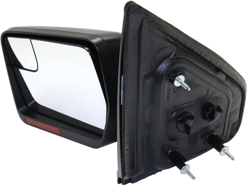 Front Power Mirror Manual Folding Heated Textured Left Driver Side Direct Replacement Compatible With 2011-2014 Ford F-150 FO1320407 BL3Z17683CA