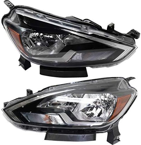 Set Of 2 Front Head Light Assembly Plastic Left Driver & Right Passenger Side Direct Replacement Compatible With 2016-2019 Nissan Sentra NI2503244 NI2502244 260103YU0A 260603YU0A